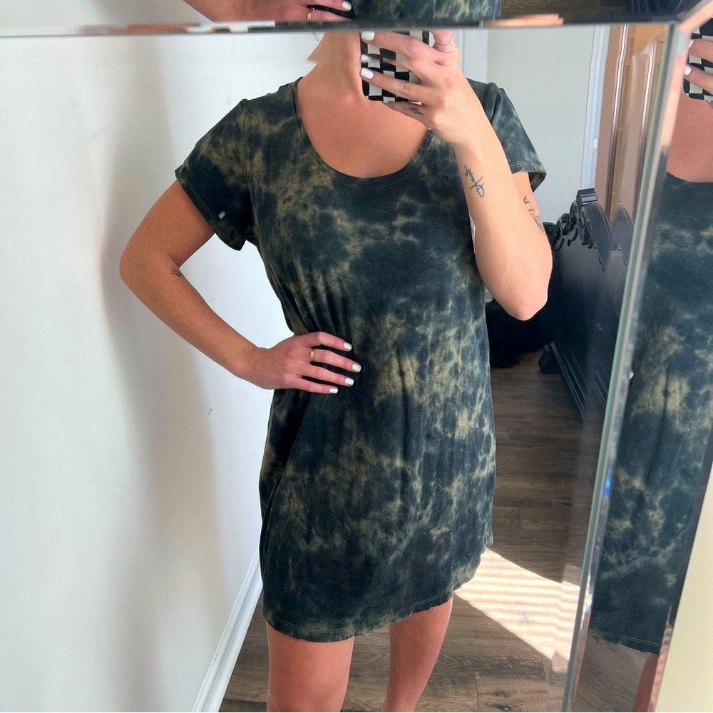 Green tie dye tee shirt dress